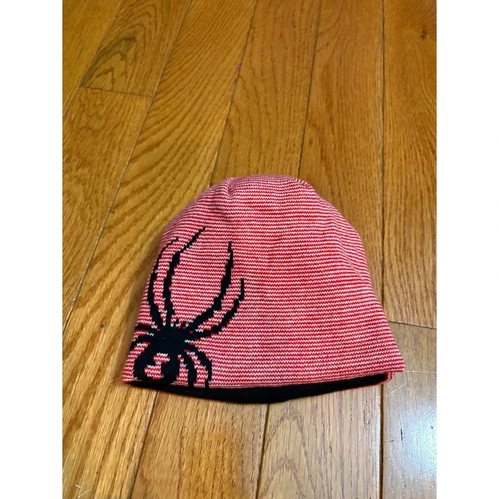 Spyder Kids Reversible Beanie Hat Black Red Logo Knit Winter Ski S/M OBSP907 NWT